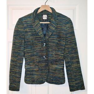 Enrico Ferezi Multi-Colored Haute Couture Textured Blazer (Size 34, US 2)